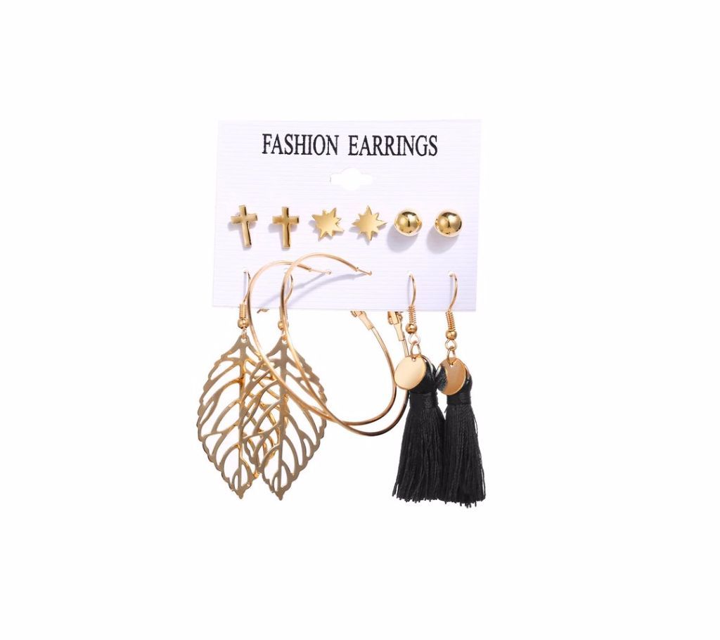 6 Pair/Set Fashion Round Circle  Acrylic Tassel Drop Earrings