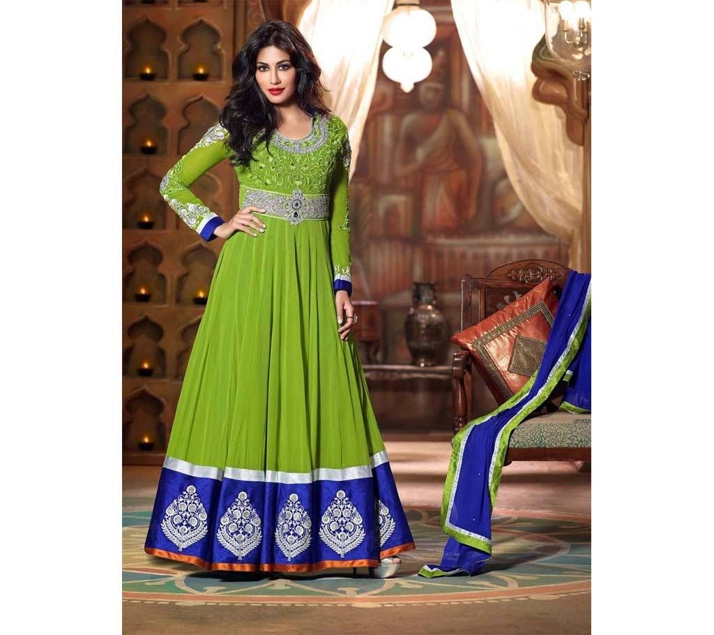 Unstitched replica georgette embroidery anarkoli suit