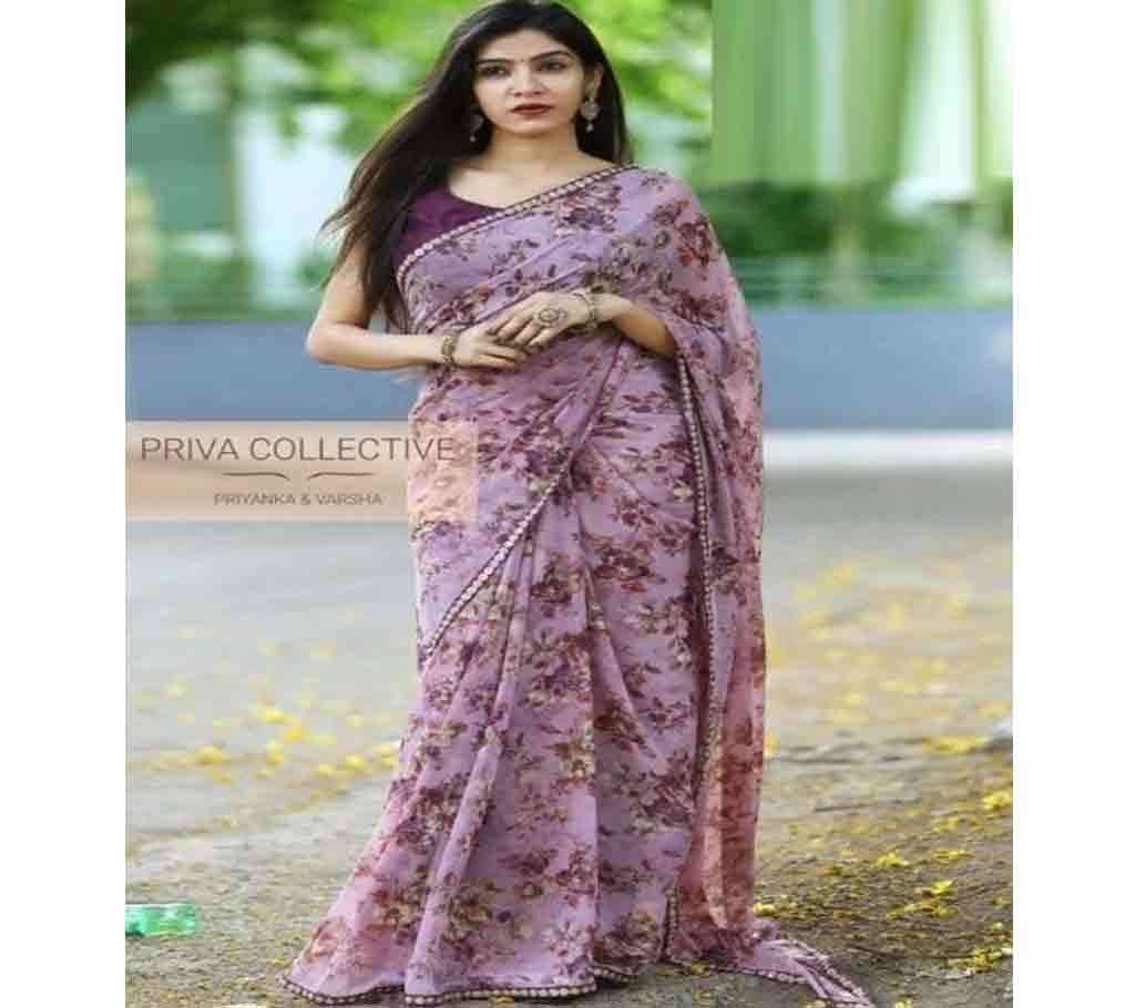 Georgette With Digital Print Designer sharee-With blouse piece 