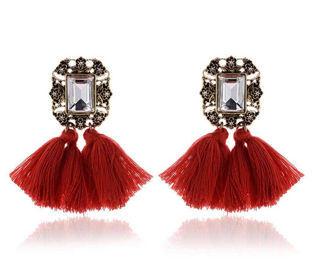 Crystal Vintage Stud Earrings – Red