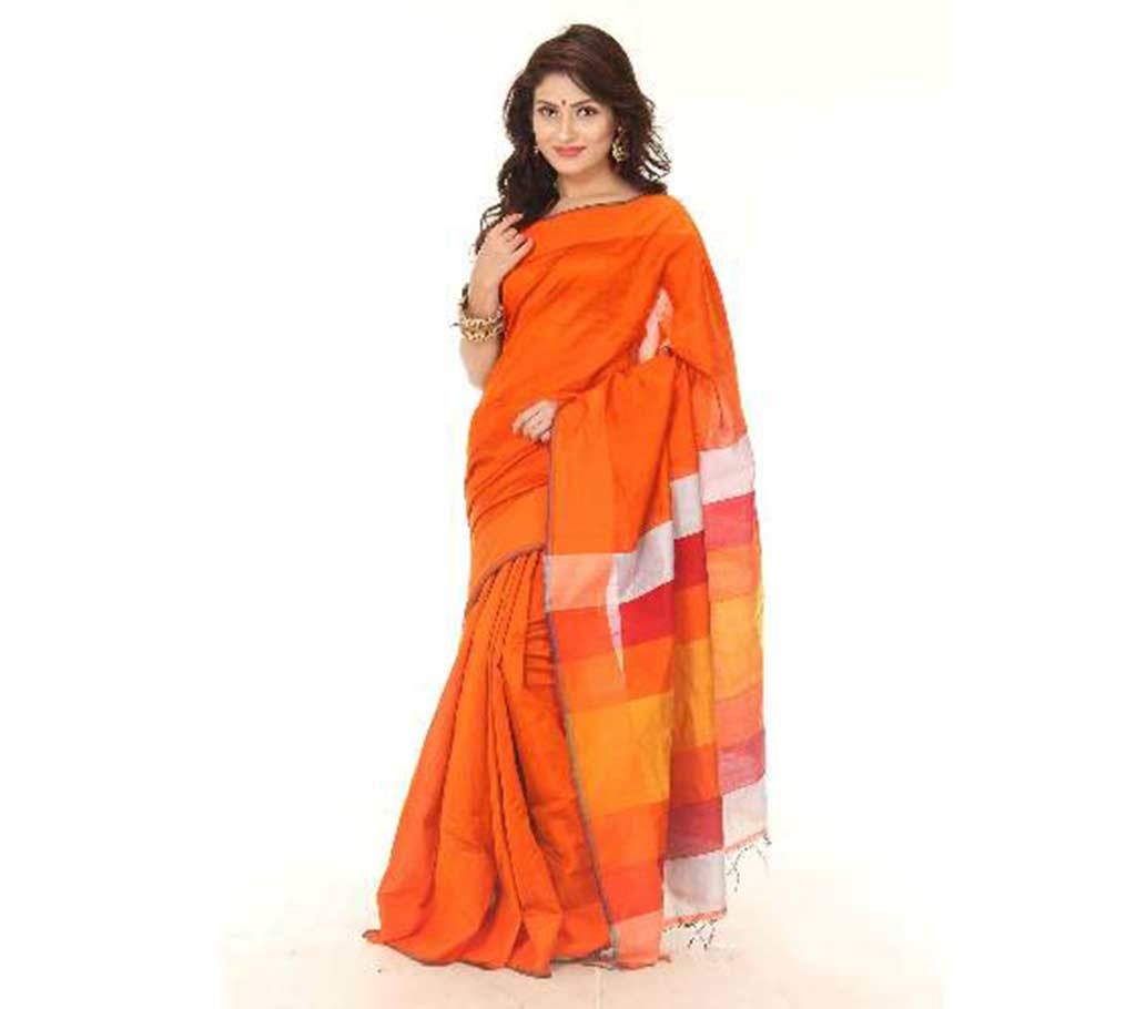 Orange toshor silk sharee