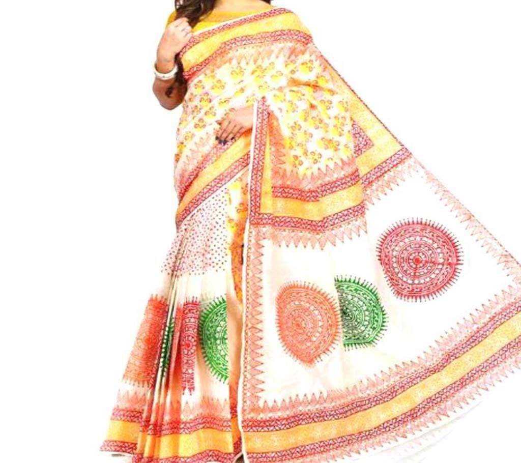 Andy silk saree with hand block print
