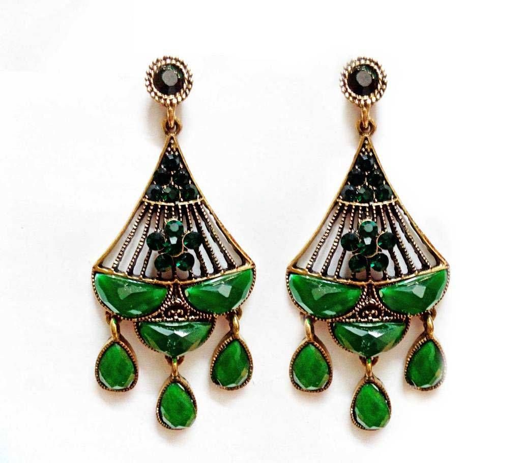 Green tassel earring