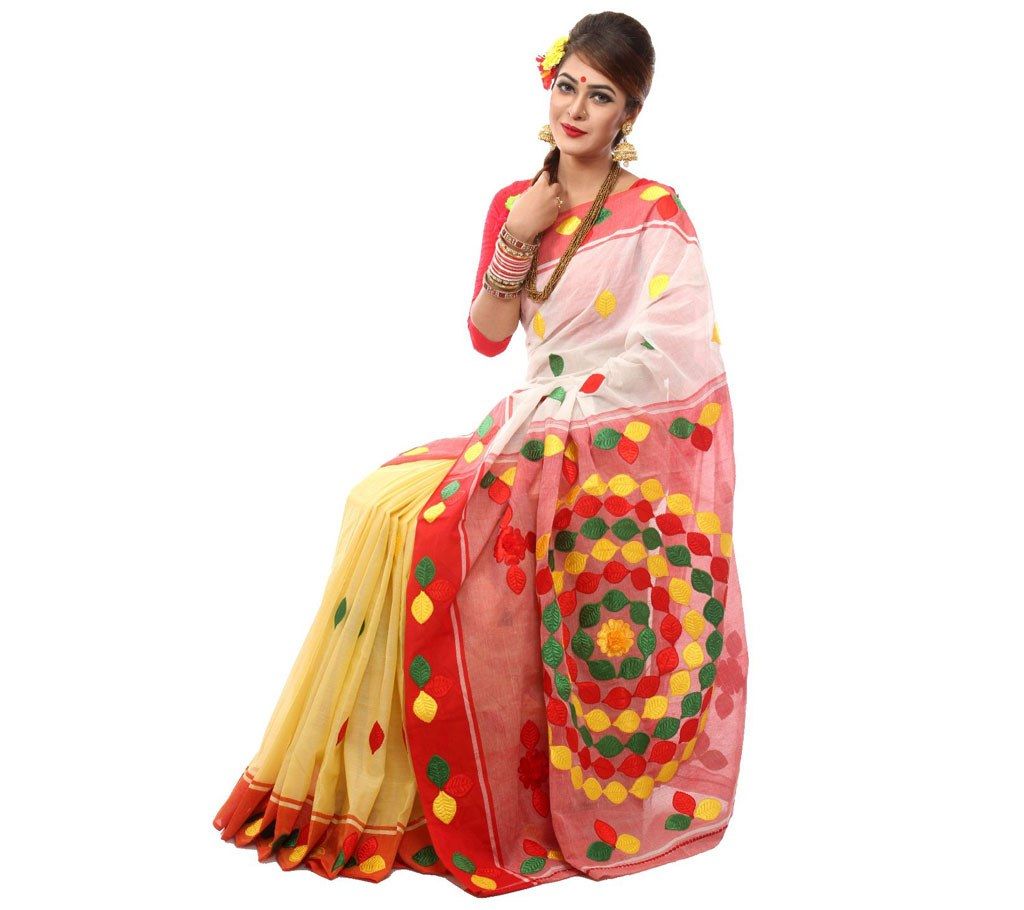 Pure Cotton Applique Hand Embroidery Saree 