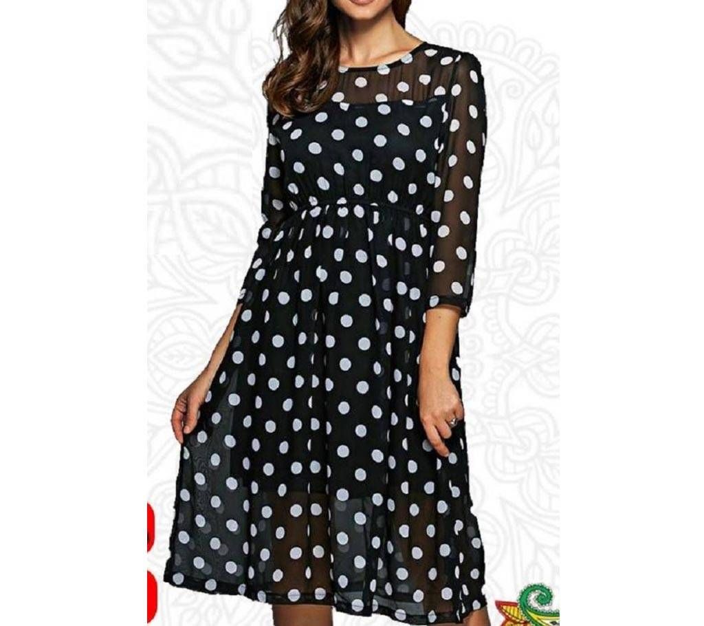 Polka Dot Ball Printed Georgette Kurti 