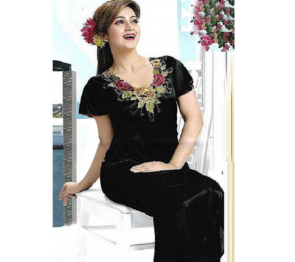 Black Silk Night Gown for Women