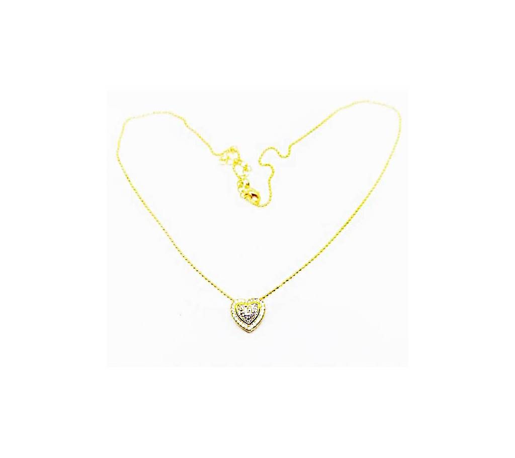 Love Shape Golden color White Stone Pendant - EC02