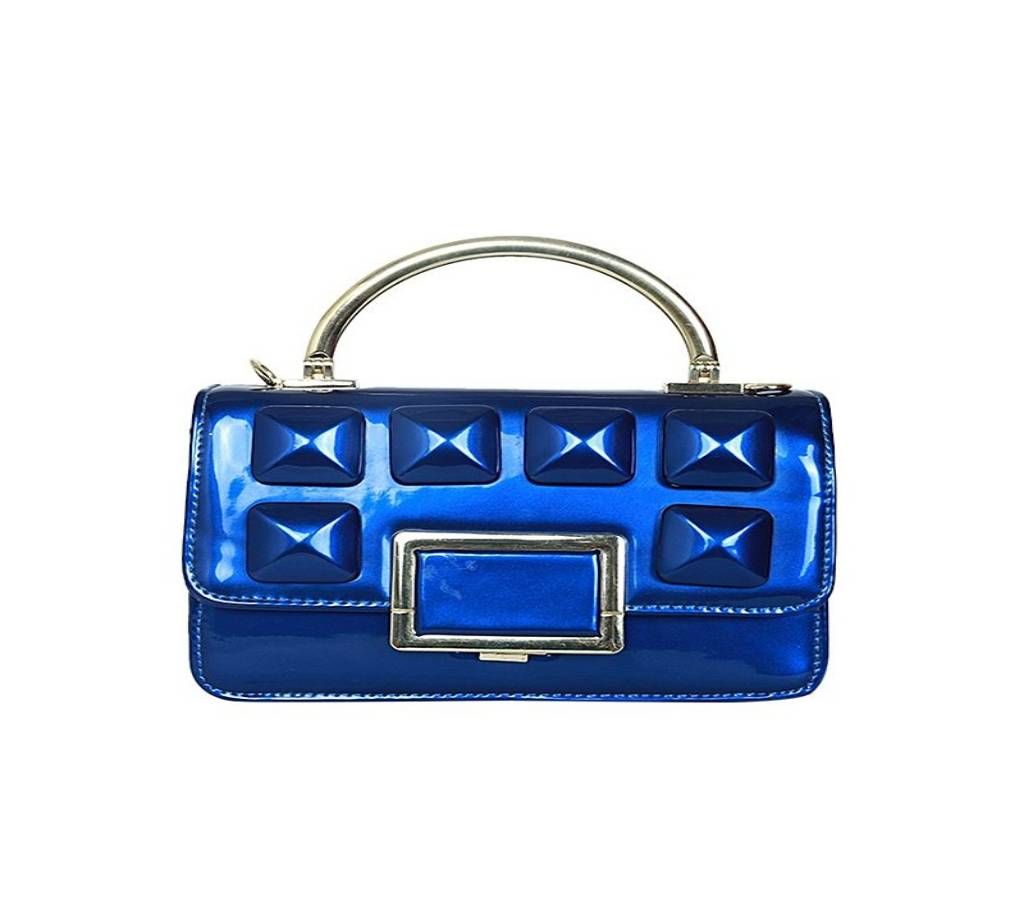 BLUE ARTIFICIAL LATHER HAND BAG FOR WOMEN