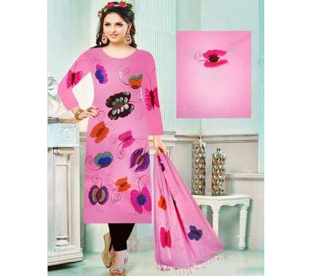 Unstitched Pink Printed Shalwar Kameez