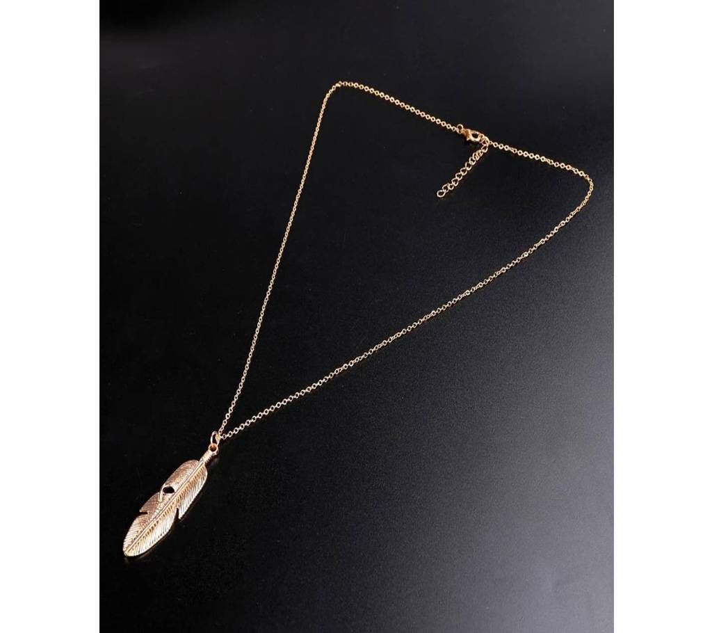 Chain Feather Pendant Statement Women Jewelry  Necklace