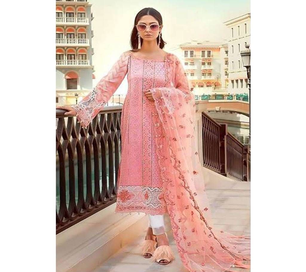 MARIA B Unstitched Embroidery Cotton Three-Piece