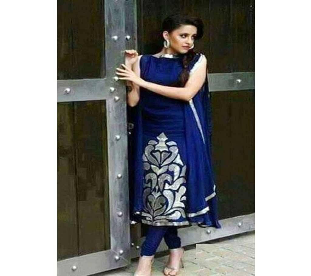 Unstitched block printed Rajdhani voyel cotton Salwar Kameez St block-604