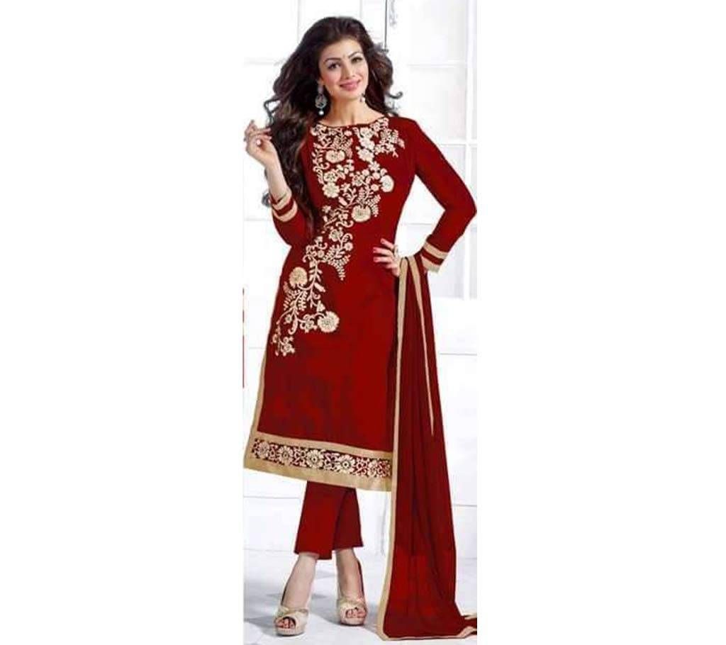Unstitched Block Printed Replica Cotton Three-Piece
