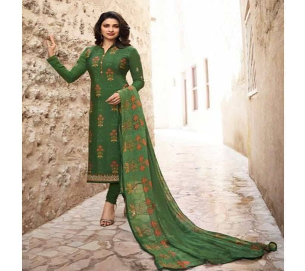 Royal Crepe - 9697 - Dark Green with Flower Design 3pcs(SU735)