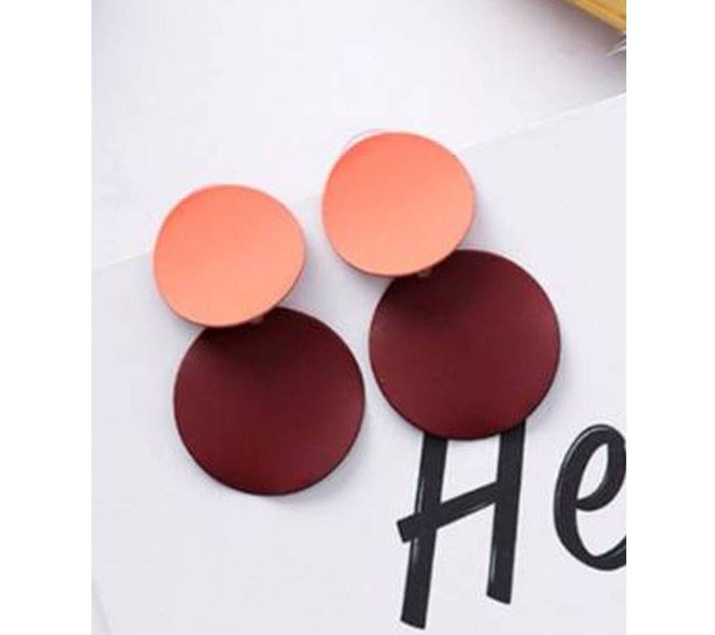 Double Round Metal Plates Stud Earrings