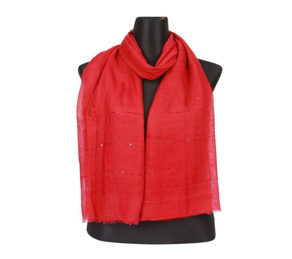 Red Soft Cotton Sequins Hijab/Scarf For Women