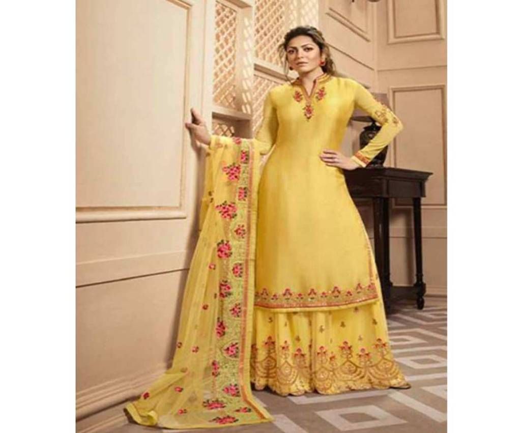 Unstitched Chiffon Embroidery Salwar Kameez For Women 