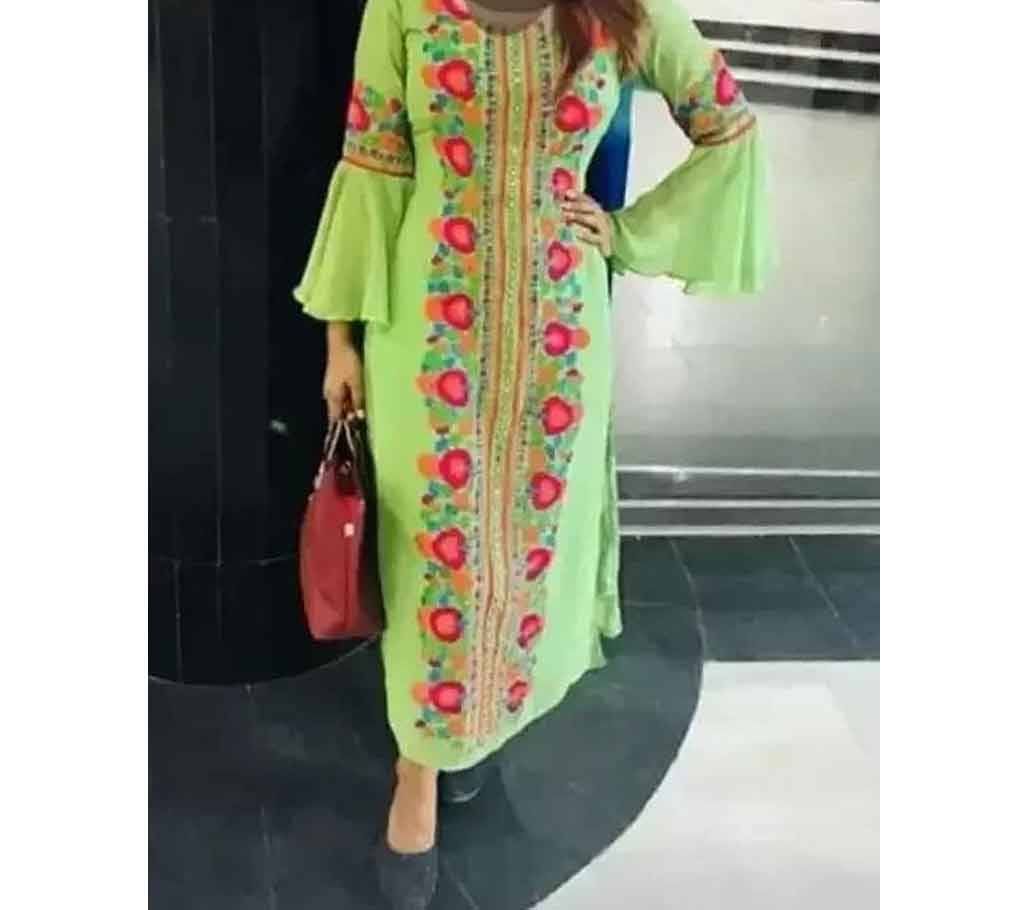 Unstitched embroidery work lemon Color kameez for Women (1 piece)