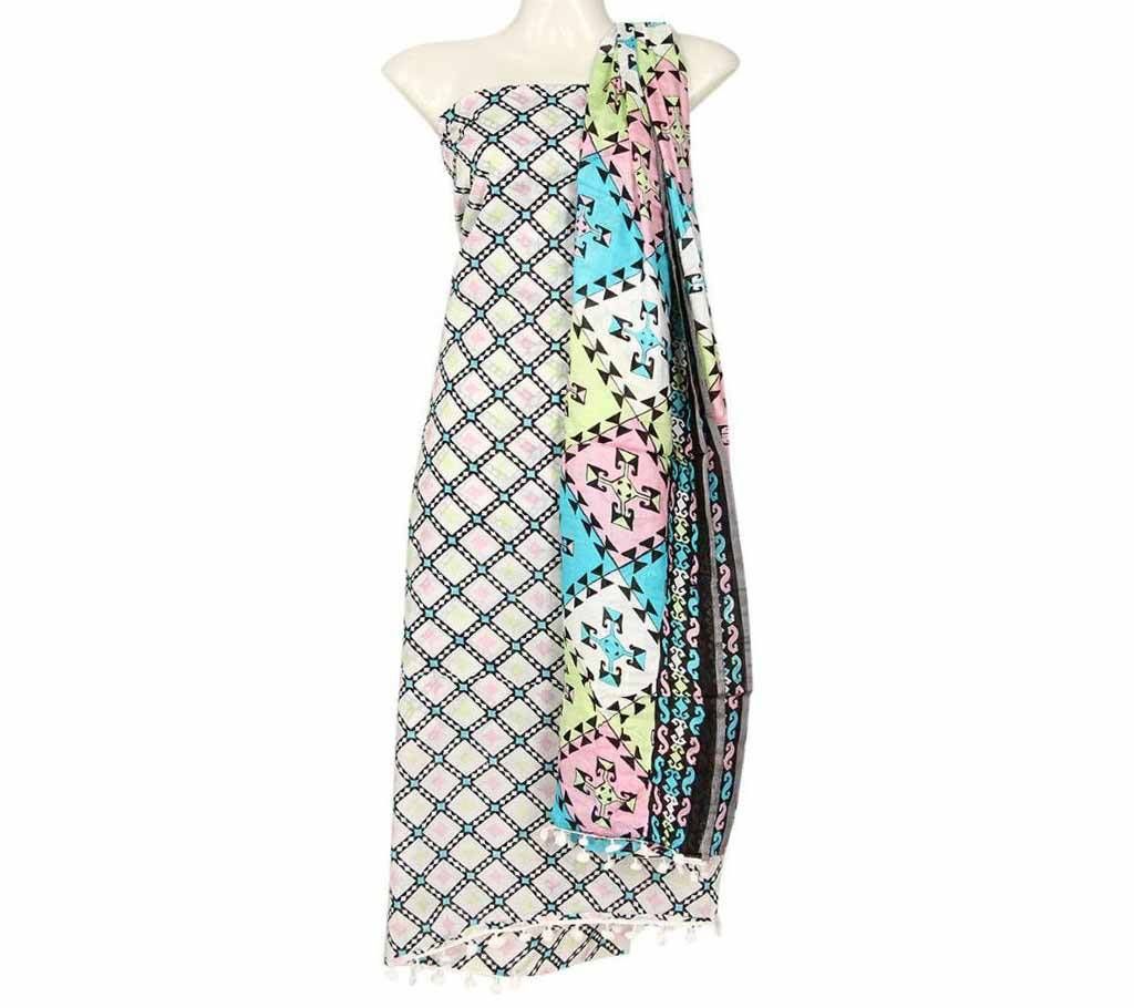 Rangreza Premium Embroidery Lawn - Vol Unstitched Cotton Tow Piece Dress For Women