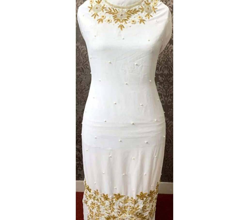 Unstitched White Karchupi single kameej