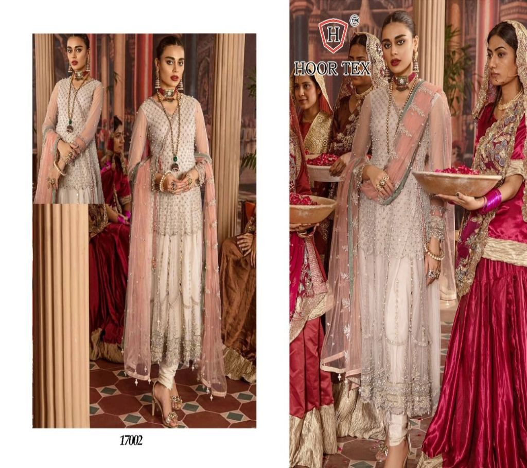 Unstitched net with embroidery salwar kameez for women 