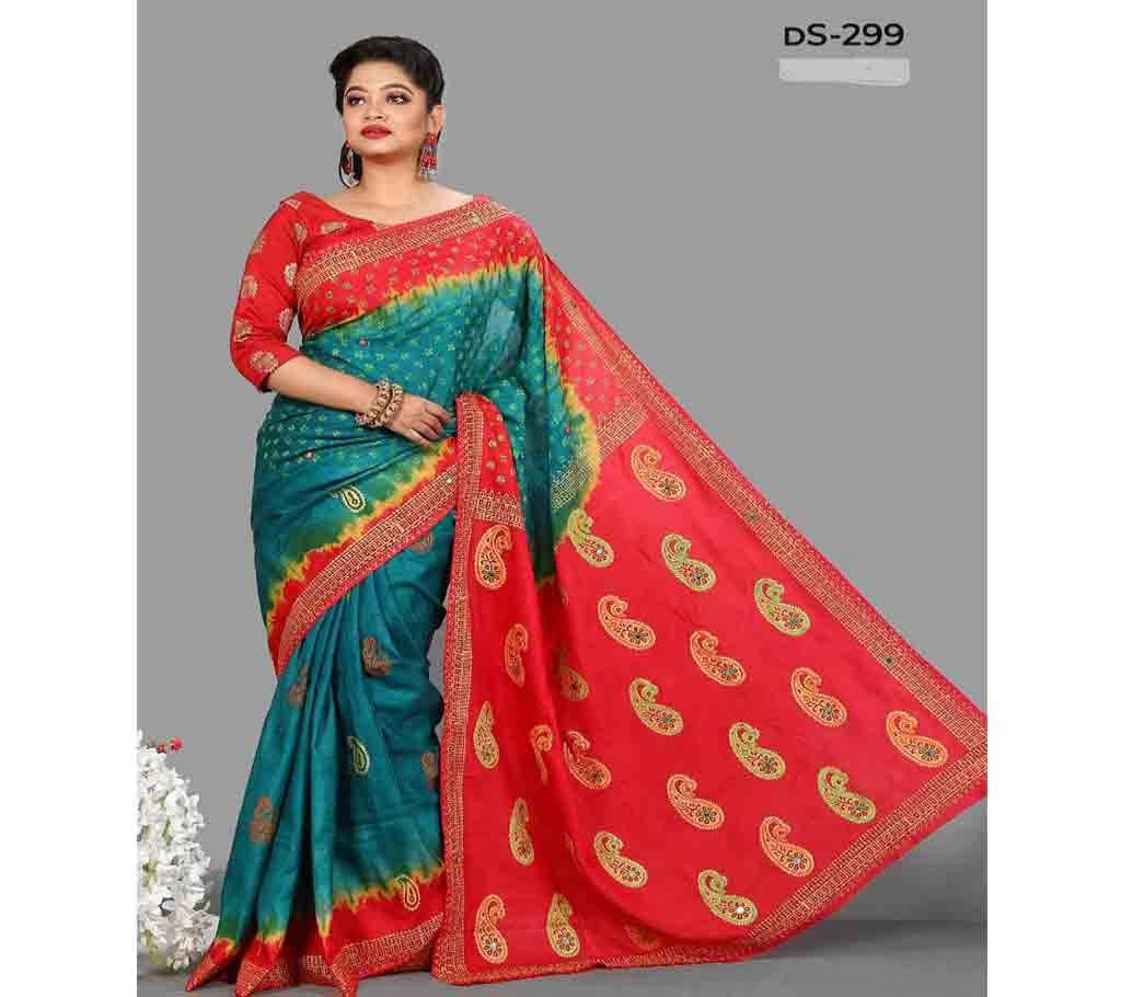 Chinon Batic & Butics Saree With Blouse Piece