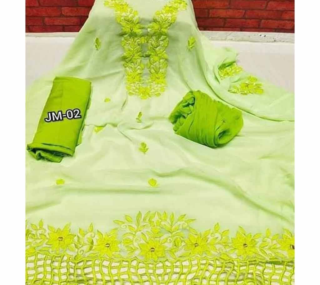 Semi Stitched Indian Weightless Georgette -embroidery 3 Piece For Women-12 