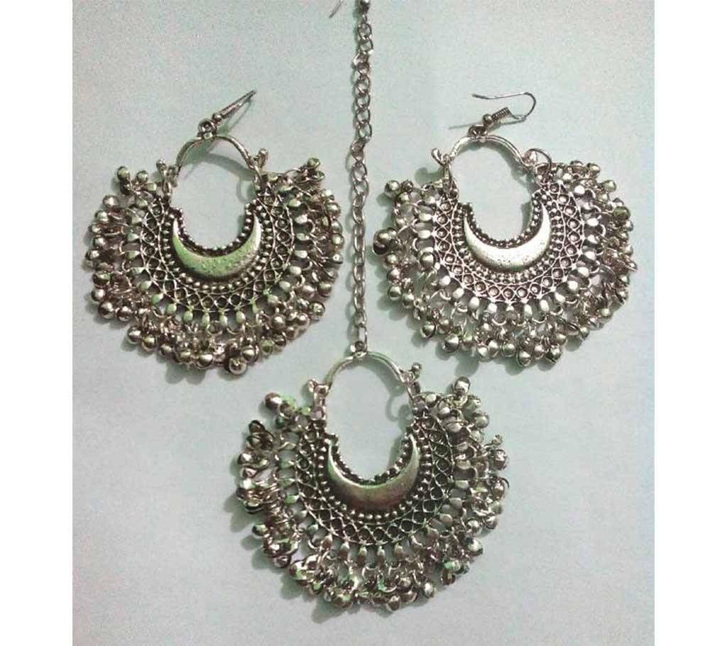 Ladies Afgani Earrings With Tikli 