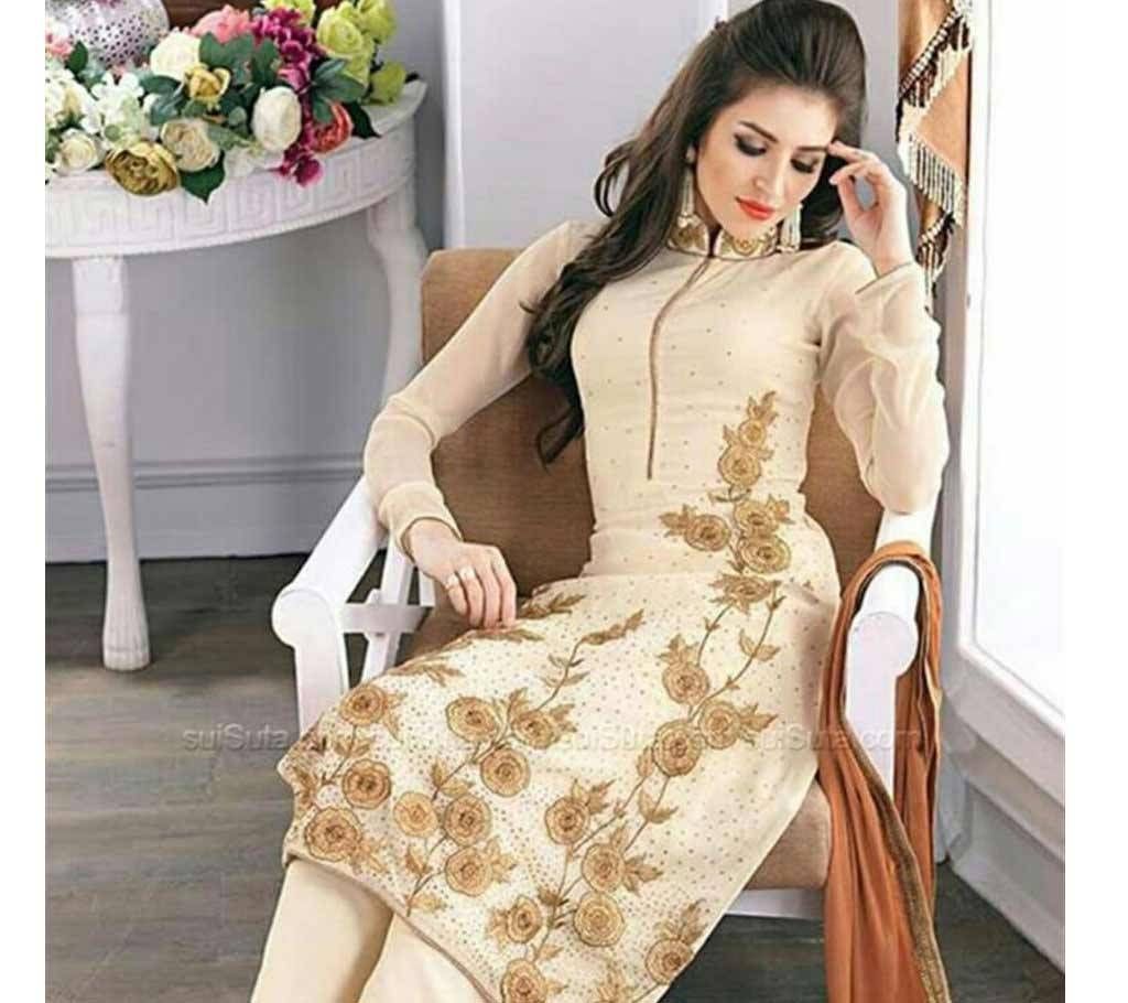 Shahara Unstitched work Weightless Georgette three piece-copy 