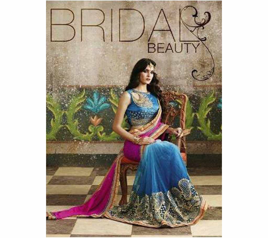 Georgette net embroidery  work sharee