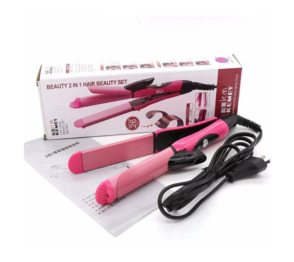 Kemei KM-1055 2 in 1 Professional Hair Straightener