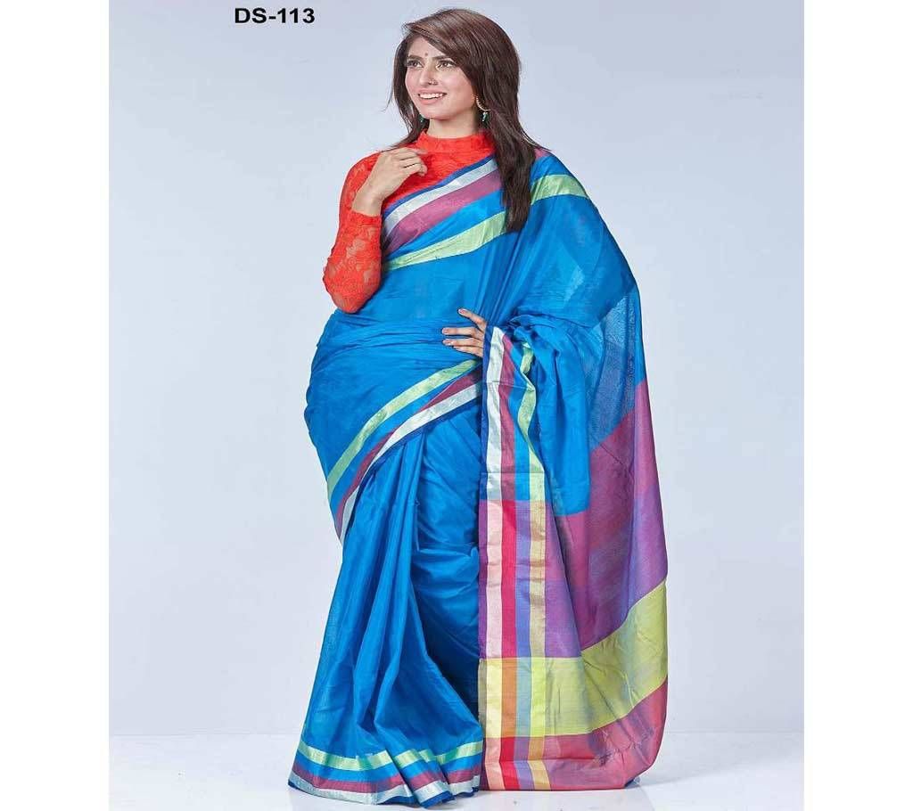 Blue Tosor Silk Saree with Blouse Piece