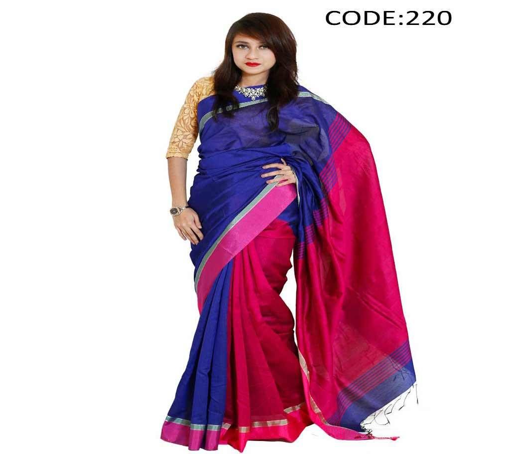 Blue & Maroon Soft Half Silk Sharee