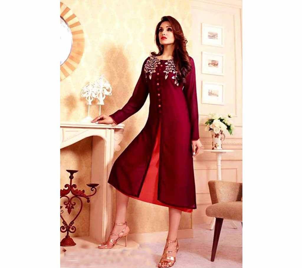Unstitched Maroon One Piece Georgette For Women copy