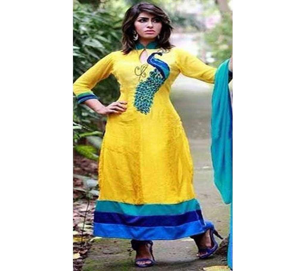Unstitched block printed Rajdhani voyel cotton Salwar Kameez St block-245