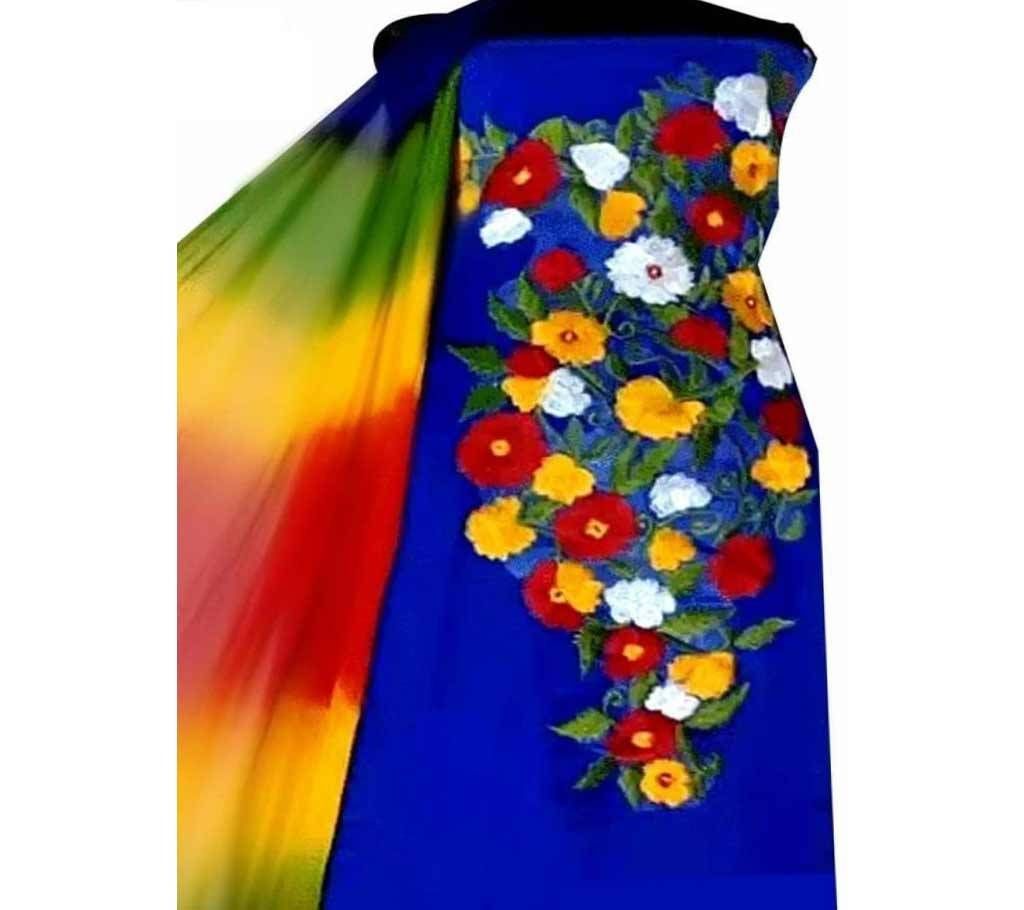 Unstitched hand printed Rajdhani voyel cotton Salwar Kameez St block-605
