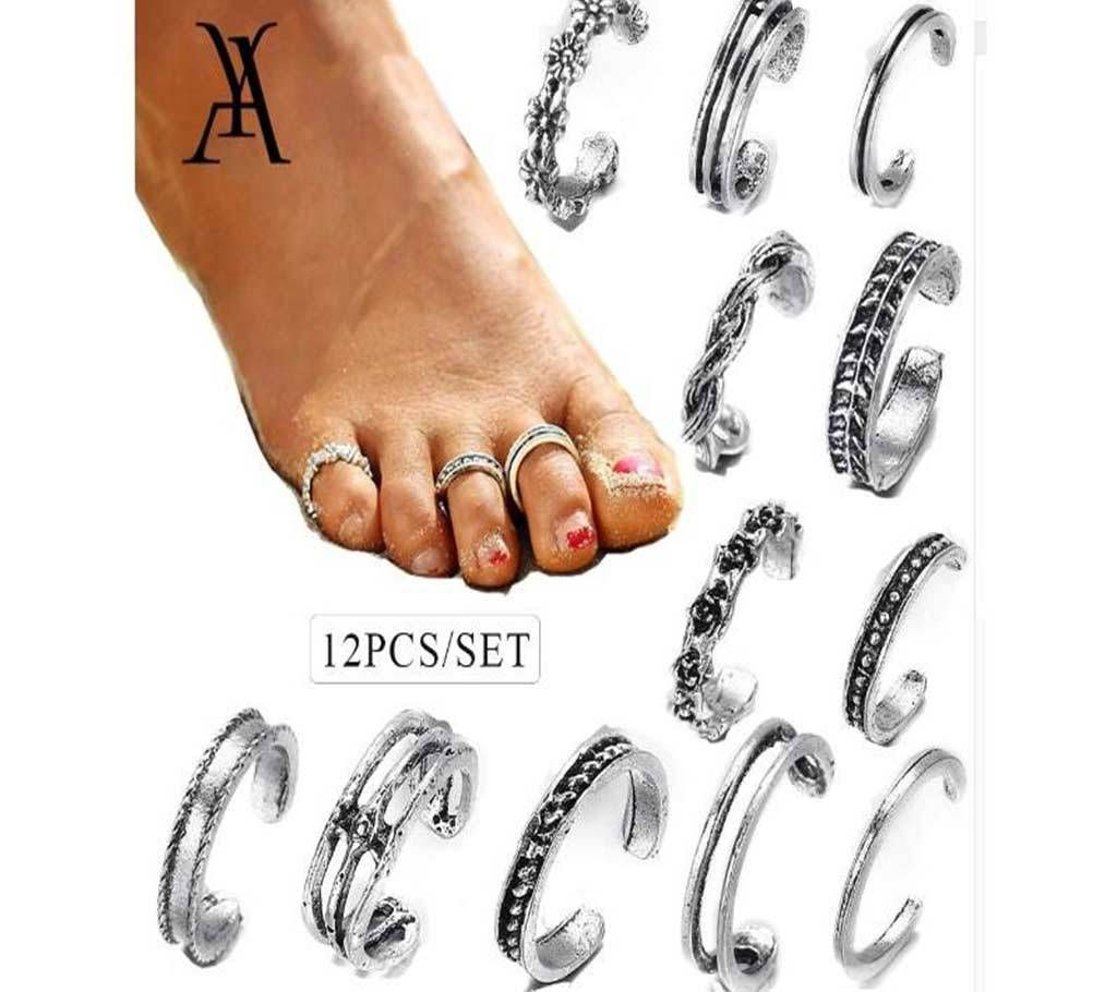 12 pcs Vintage Foot Ring Set