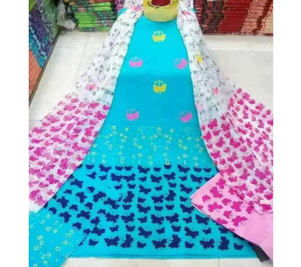 Un-stitched Rajdhani Voyel Cotton Hand print Salwar kameez St block-927 - Copy