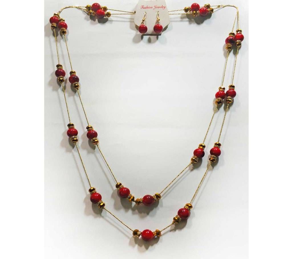pearl Red Jewelry Set