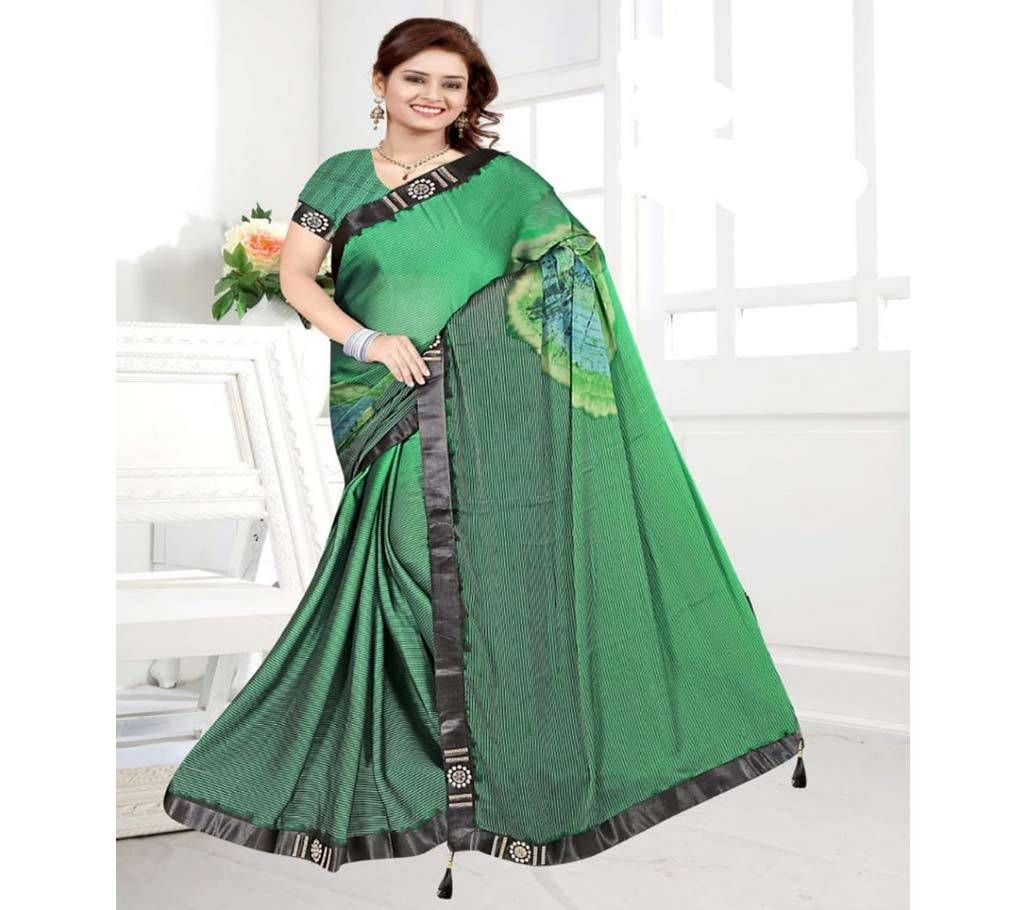 Silk Border Printed Saree With Blouse - 07 Pieces
