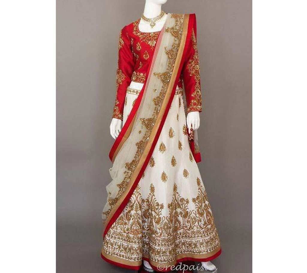 Unstitched Embroidery Georgette Chosa Silk Lehenga