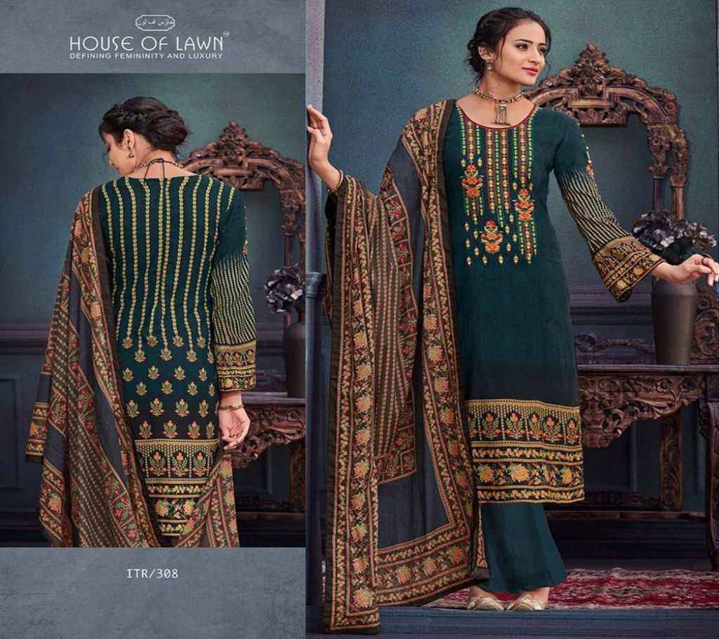 Orginal Indian latest collections  Lawn Dress blue for women