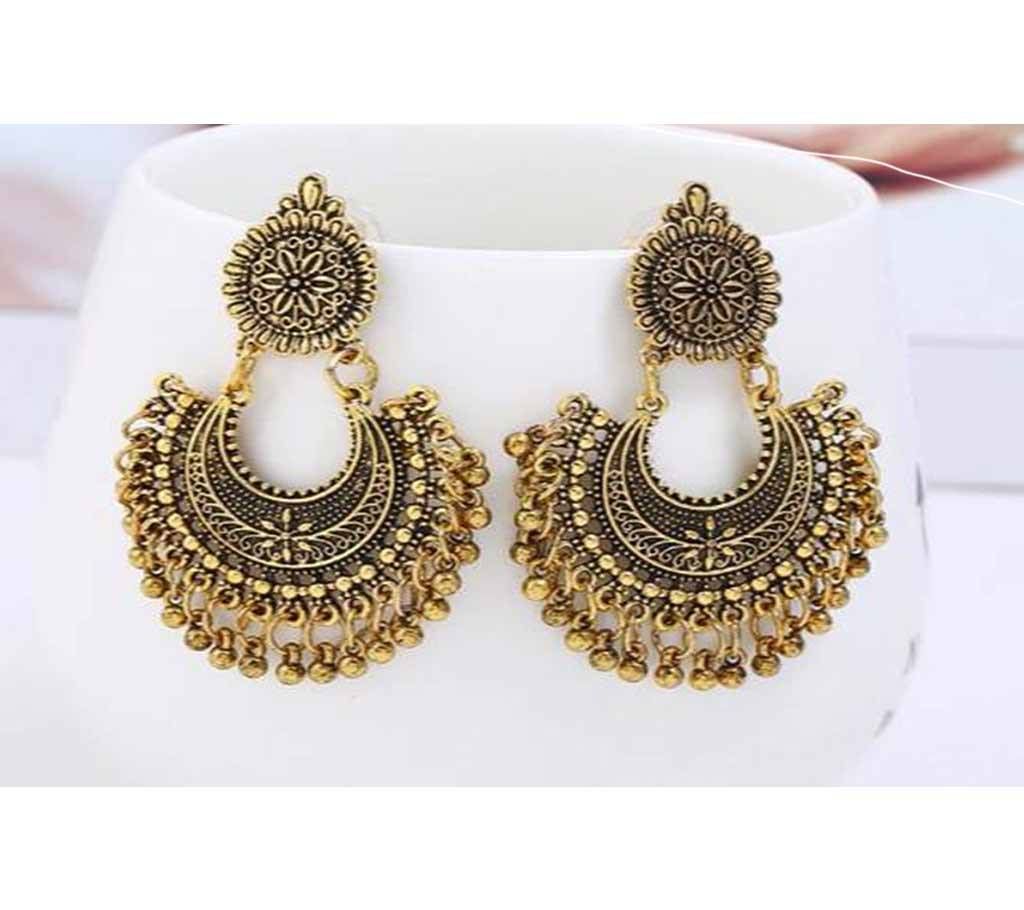 Antique Gold Metal Tassel Dangle Earrings For Women