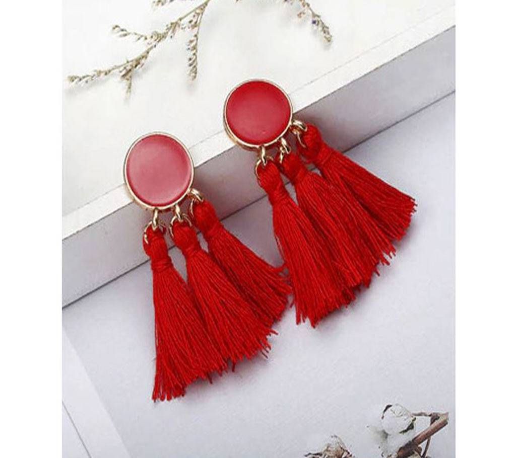 Bohemia Statement Tassel Earrings Red