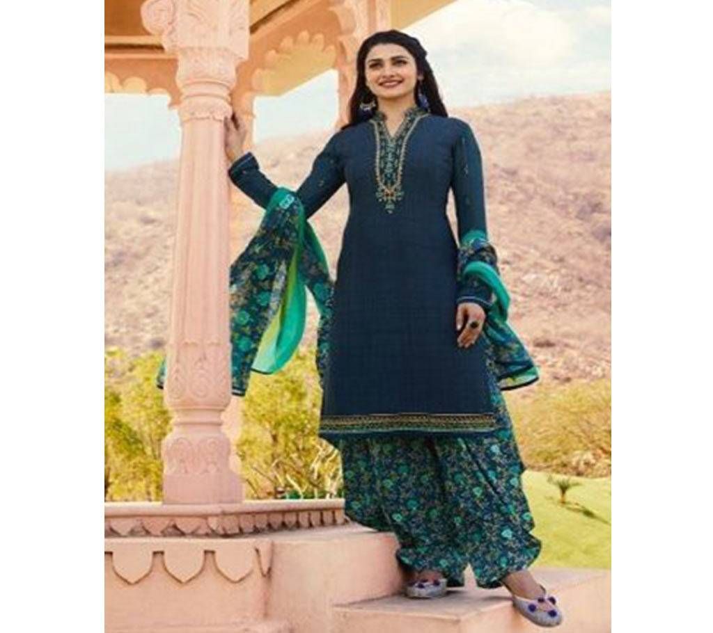 VINAY SILKINA ROYAL CREPE 16 PATIALA STYLE SALWAR KAMEEZ ( Navy Blue)
