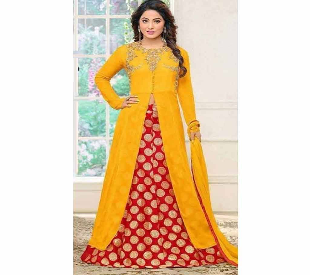 Unstitched Stitched Indian Georgette Embroidered Three-Piece