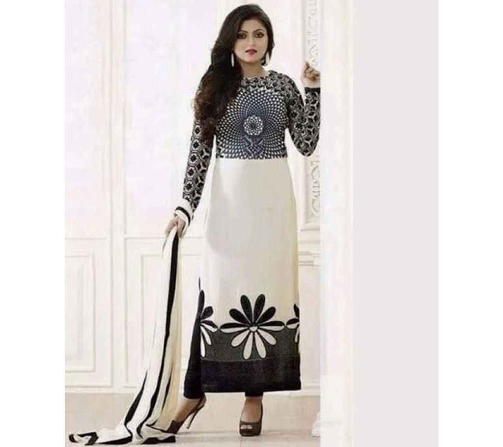 Unstiched block printed cotton salwar kameez