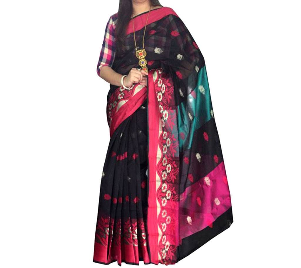 Black & multi color Combination Cotton Silk mixed Saree