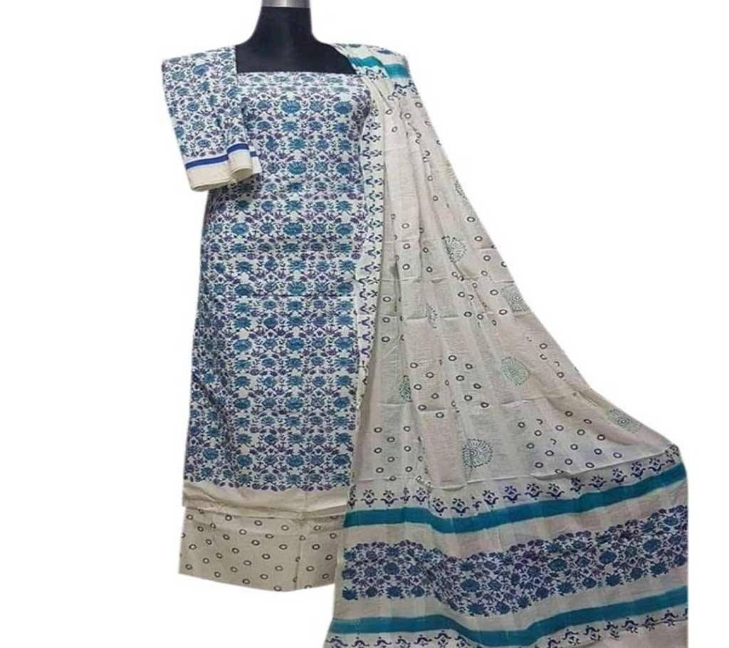 Unstitched Cotton Trhee Piece 