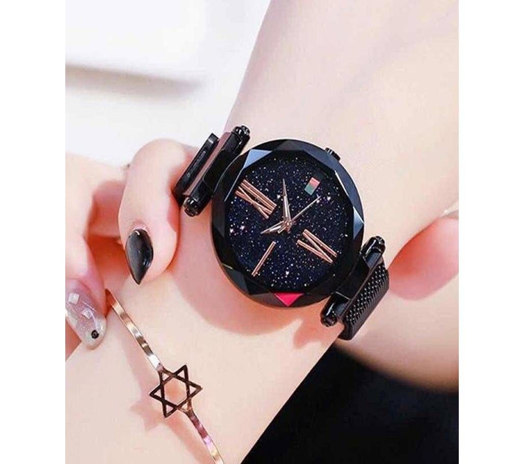 Magnet Analog Watch for Women  Black